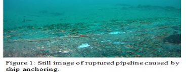Still image of ruptured pipeline