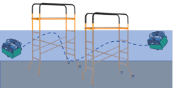 an automononous underwater vehicle uses multiple arrays of magnetic sensors to navigate through a set of seal seaffolds.
